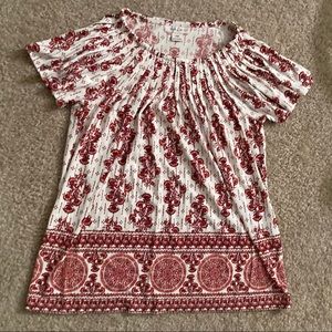 Red white Style & Co short sleeve shirt blouse